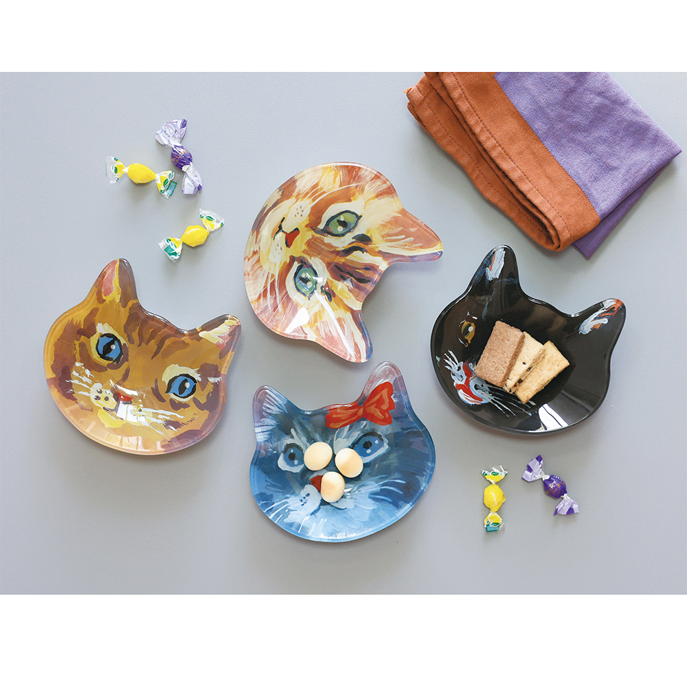 Nathalie Lete Cat face glass plate Maya | 8000000works | エイト